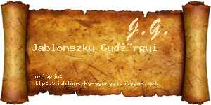 Jablonszky Györgyi névjegykártya